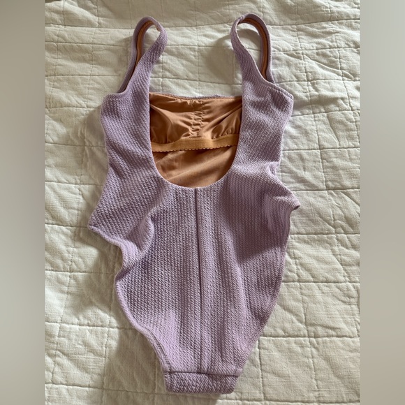 COPY - J Crew Textured Squareneck One-Piece in Dusty Mauve, Size 2 - Picture 2 of 3